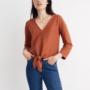 Texture & Thread Long-Sleeve Tie-Front Top SIZE S